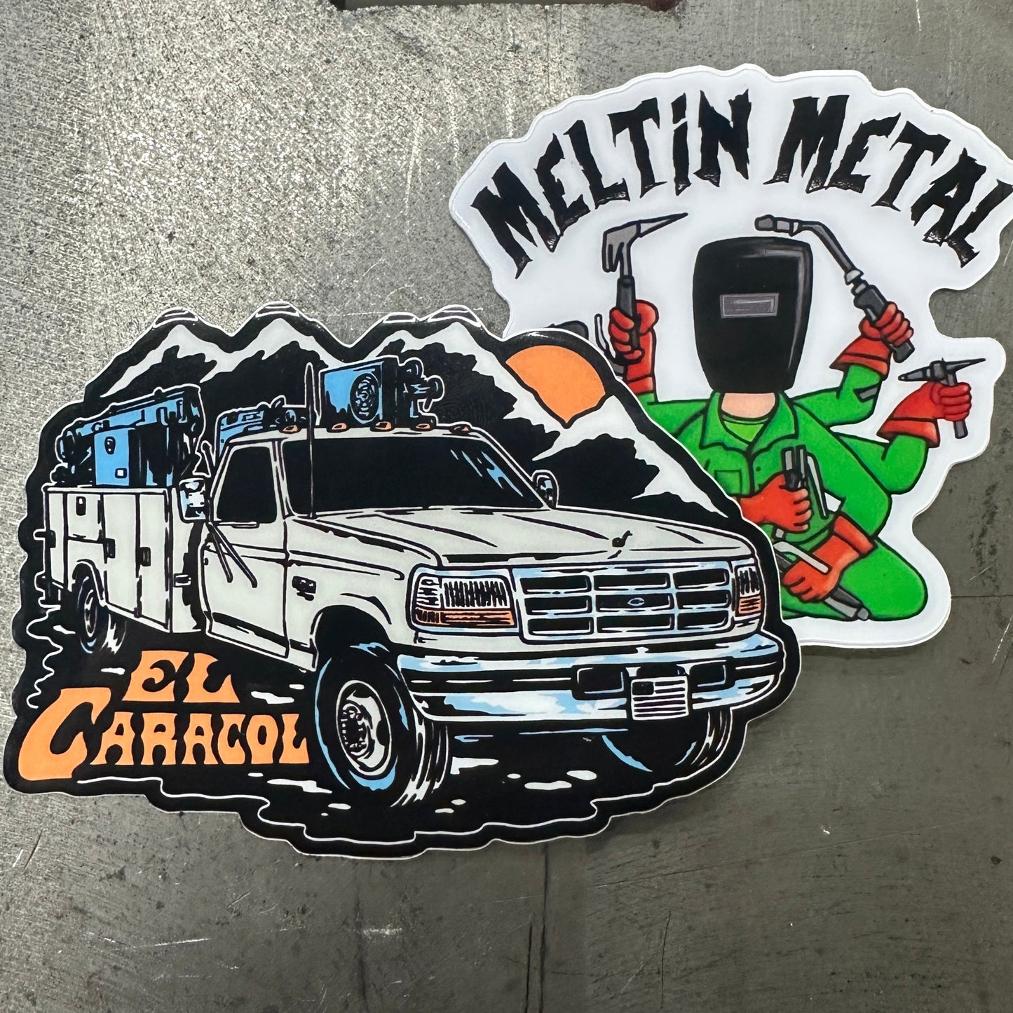 2 Pack El Caracol/Meltin Metal Stickers